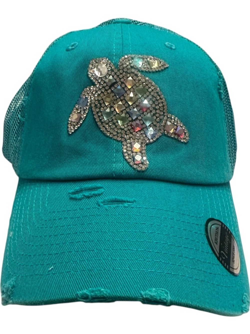 Alabama Girl Teal Crystal Turtle Trucker Hat